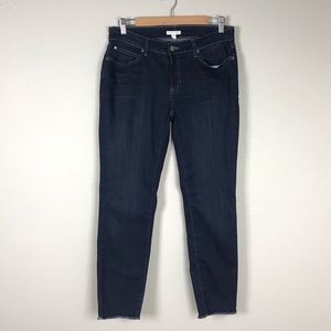 Eileen Fisher Dark Wash Frayed Hem Ankle Jeans 8